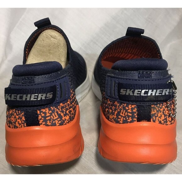Skechers Boys Girls Slip-On Athletic Shoes Navy & Orange Knit Size 1 - Picture 5 of 9